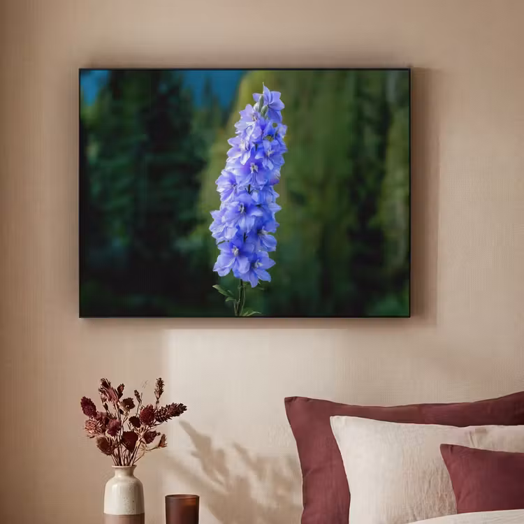 Bloemen - Blauw - Dennenboom Textielframe - compleet frame klein -sfeer1
