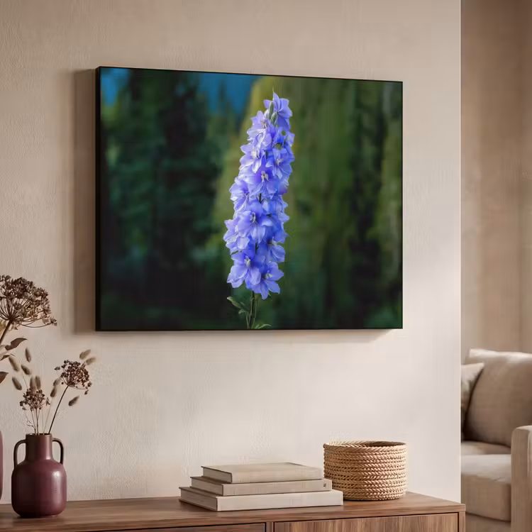 Bloemen - Blauw - Dennenboom Textielframe - compleet frame klein -sfeer3