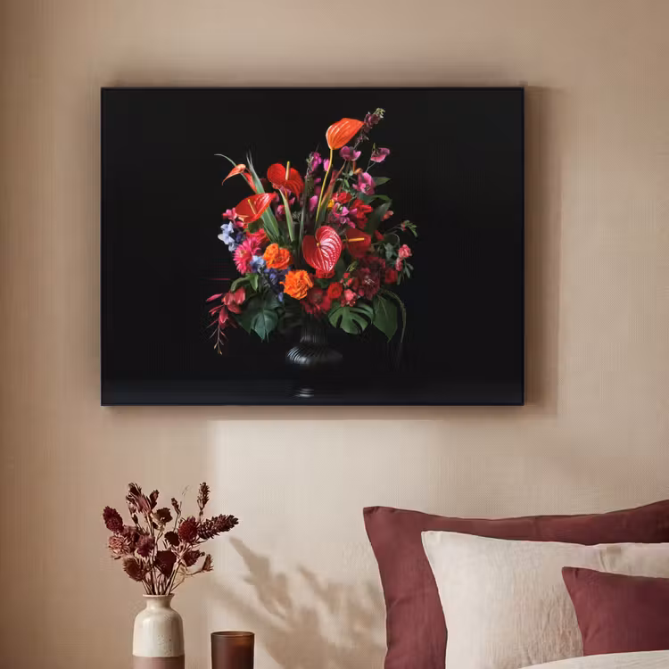 Bloemen - Boeket - Sierlijk Textielframe zwart klein -sfeer1