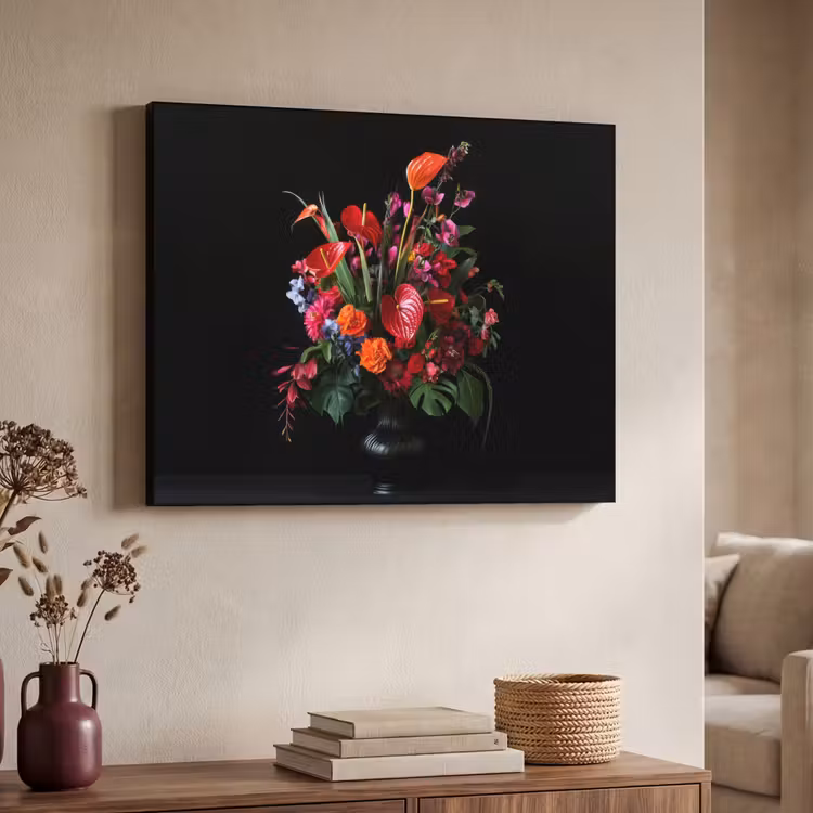 Bloemen - Boeket - Sierlijk Textielframe - compleet frame klein -sfeer3