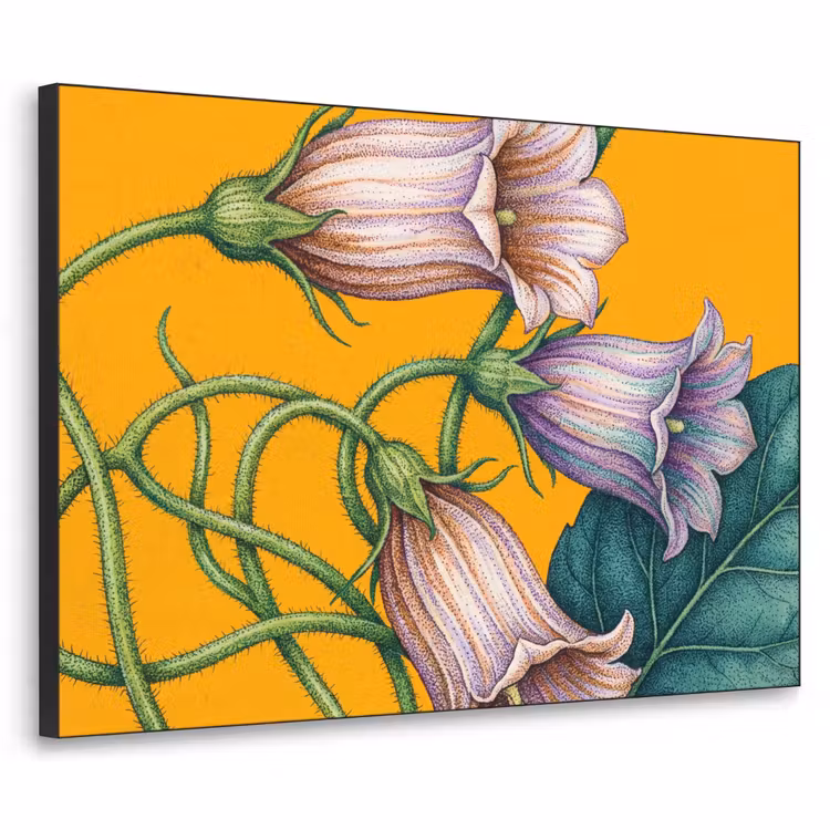 Art Frame - Blumen – Botanik – Gelb - Bloemen - Botanisch - Geel Textielframe zwart klein
