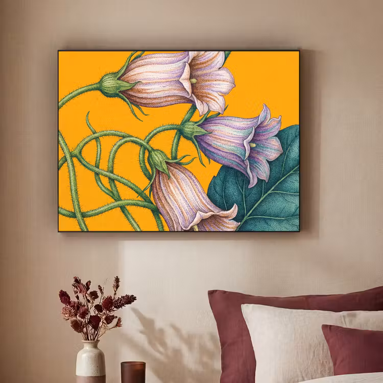 Art Frame - Blumen – Botanik – Gelb - Bloemen - Botanisch - Geel Textielframe zwart klein