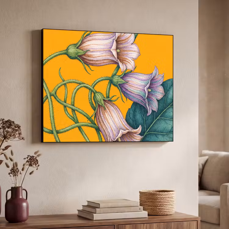 Art Frame - Blumen – Botanik – Gelb - Bloemen - Botanisch - Geel Textielframe zwart klein