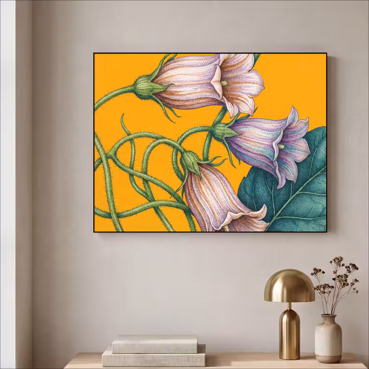 Art Frame - Blumen – Botanik – Gelb - Bloemen - Botanisch - Geel Textielframe zwart klein
