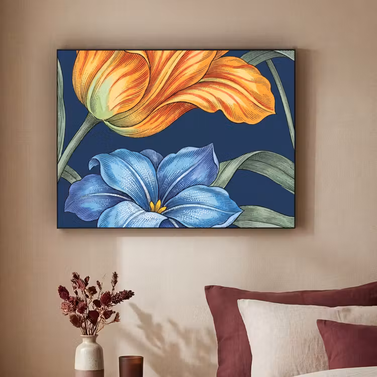 Art Frame - Blumen – Botanik – Muster - Bloemen - Botanisch - Patroon Textielframe zwart klein