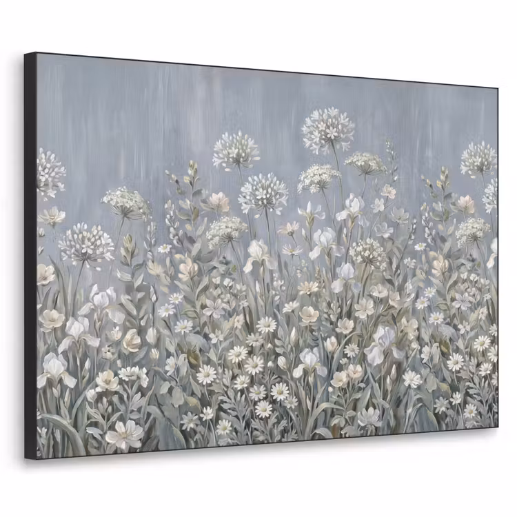 Bloemen - Botanisch - Blauw Textielframe zwart klein -3d