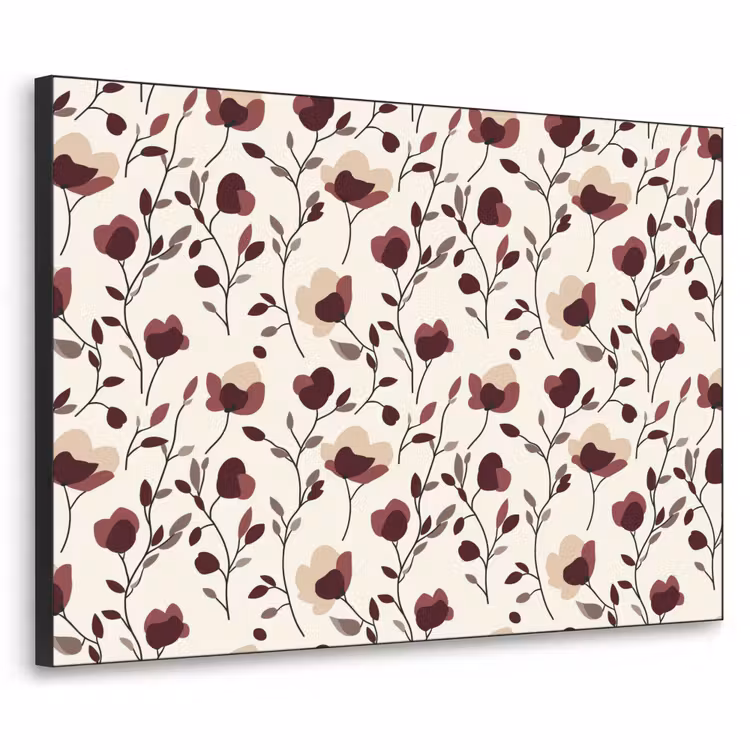 Bloemen - Botanisch - Bordeaux Textielframe zwart klein 947 -3d