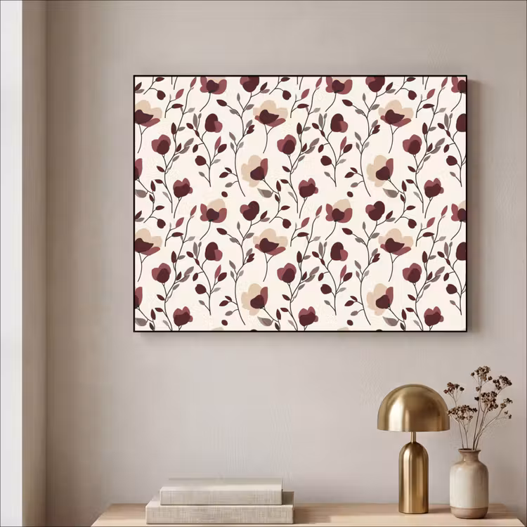 Bloemen - Botanisch - Bordeaux Textielframe zwart klein 947 -sfeer2