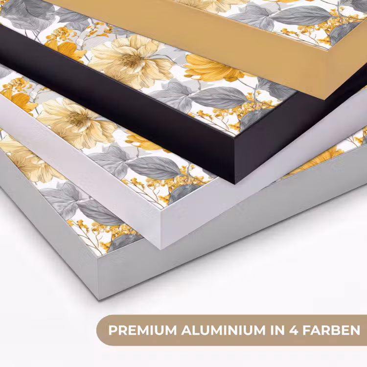 Bloemen - Botanisch - Elegant - Okergeel - Grijs Textielframe zwart klein 947 -USP_kleurenDE