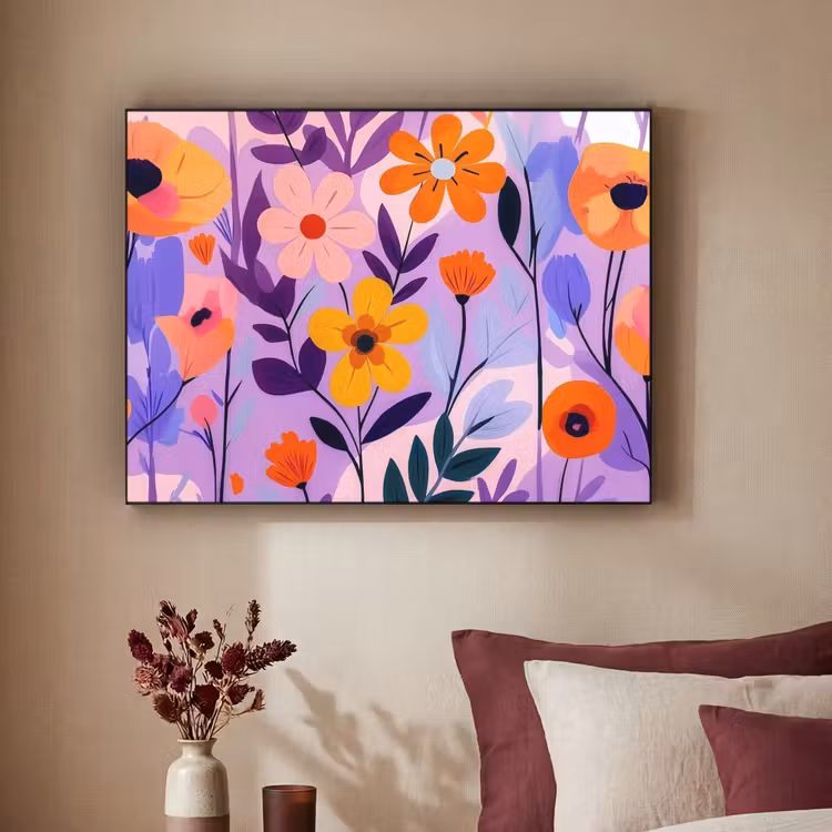Bloemen - Kleurrijk - Bladeren Textielframe - compleet frame klein -sfeer1