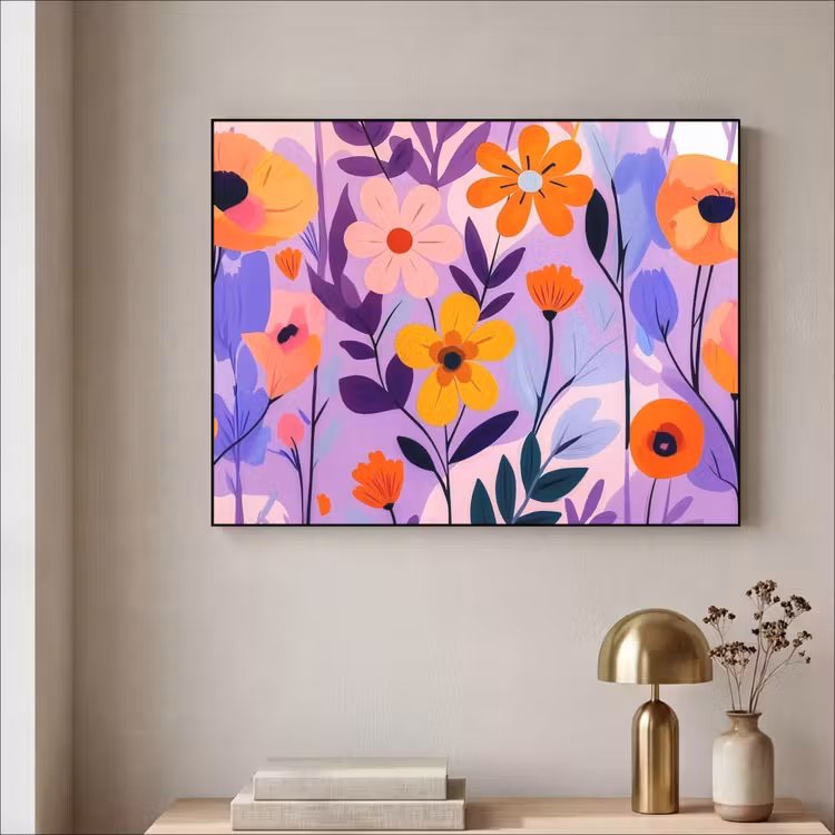 Bloemen - Kleurrijk - Bladeren Textielframe - compleet frame klein -sfeer2