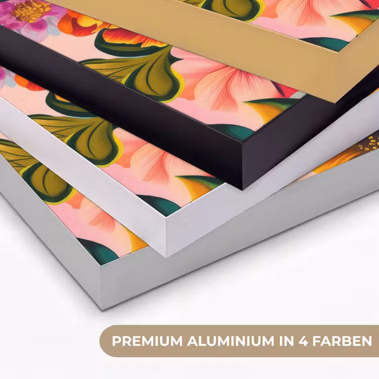 Bloemen - Kleurrijk - Roze Textielframe zwart klein -USP_kleurenDE