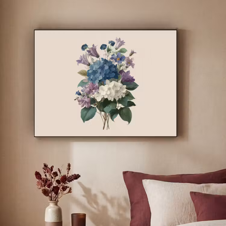 Bloemen - Gedetailleerd - Rust - Realistisch Textielframe - compleet frame klein -sfeer1