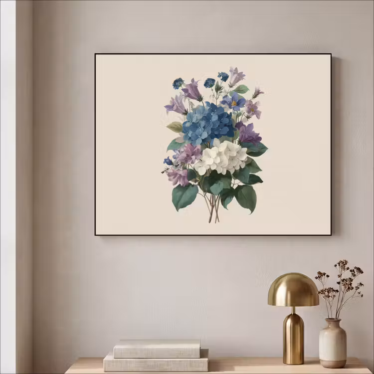 Bloemen - Gedetailleerd - Rust - Realistisch Textielframe zwart klein -sfeer2