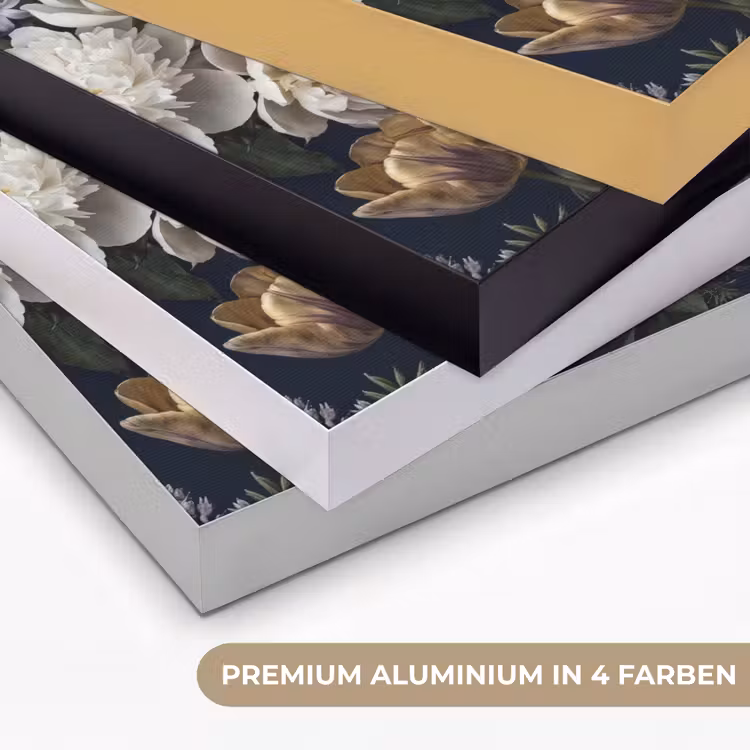 Bloemen - Donker - Elegant - Natuur - Wit Textielframe zwart klein -USP_kleurenDE