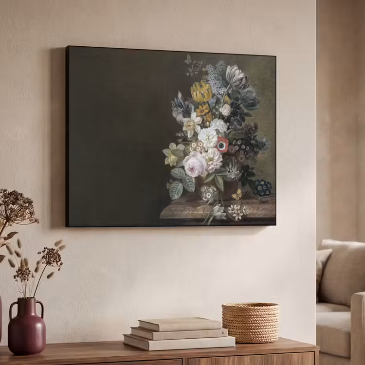 Bloemen - Eelke Jelles Eelkema - Oude meesters Textielframe zwart klein -sfeer3