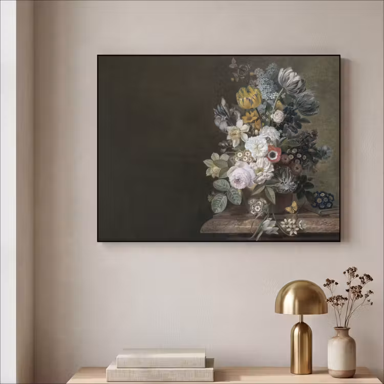 Bloemen - Eelke Jelles Eelkema - Oude meesters Textielframe zwart klein -sfeer2
