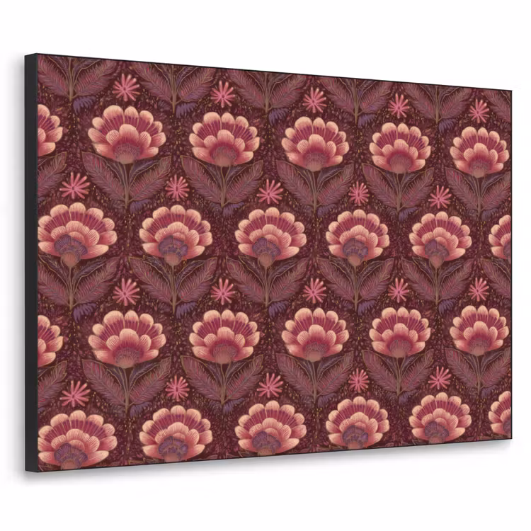 Bloemen - Waaier - Paars Textielframe zwart klein 947 -3d