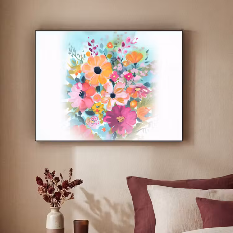 Bloemen - Kleuren - Boeket - Natuur Textielframe zwart klein -sfeer1