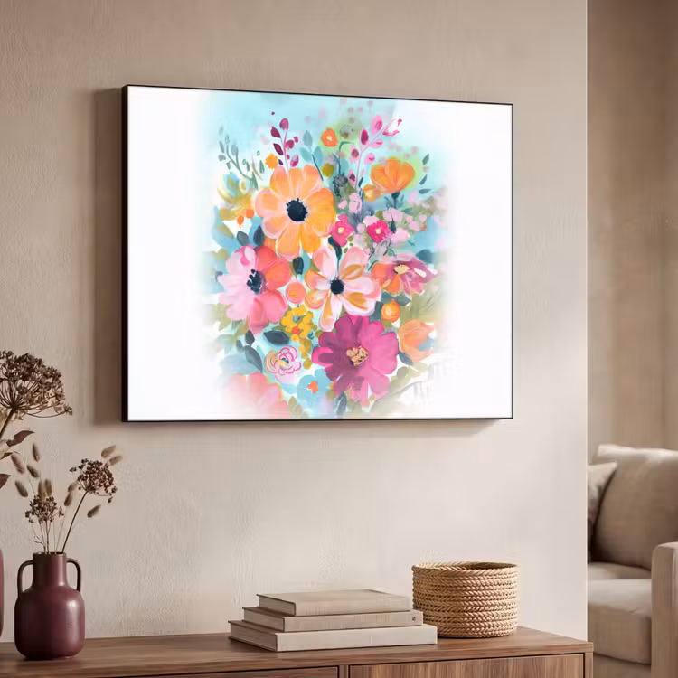 Bloemen - Kleuren - Boeket - Natuur Textielframe zwart klein -sfeer3