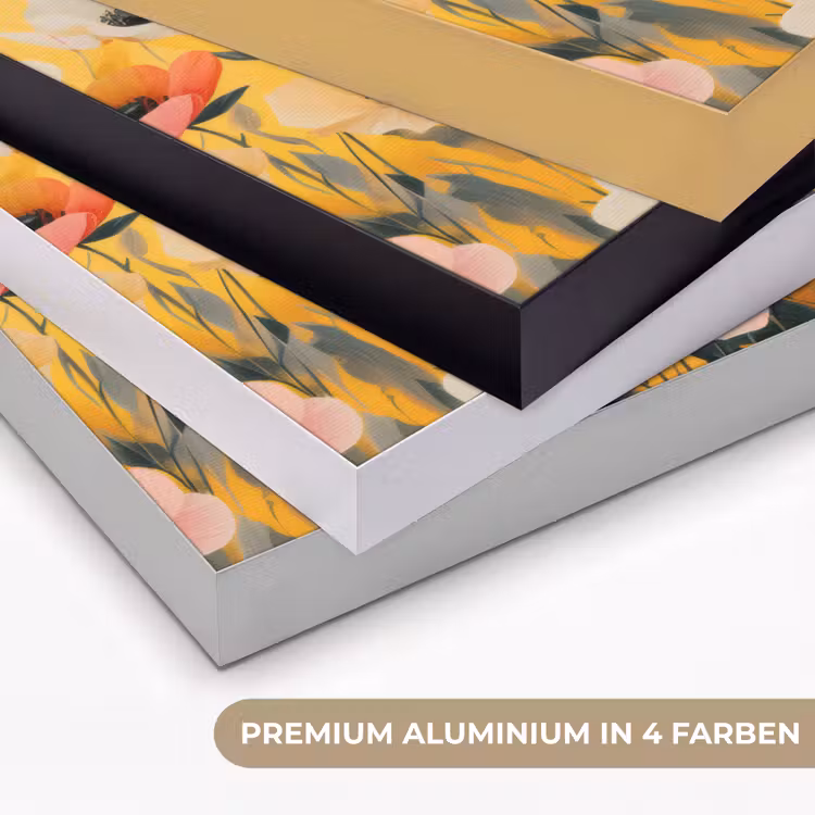 Bloemen - Veld - Geel Textielframe zwart klein -USP_kleurenDE