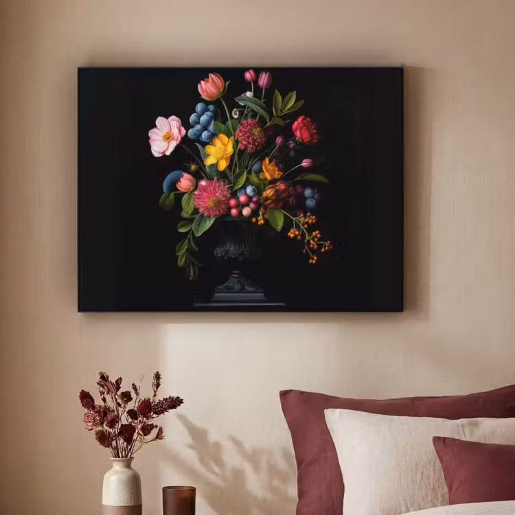 Bloemen - Vrolijk - Vaas Textielframe - compleet frame klein -sfeer1