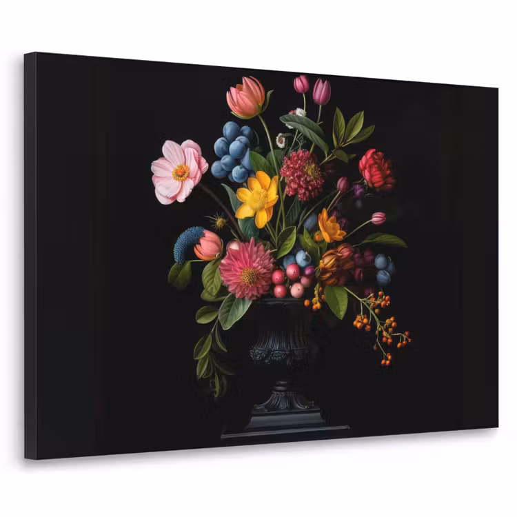 Bloemen - Vrolijk - Vaas Textielframe zwart klein -3d