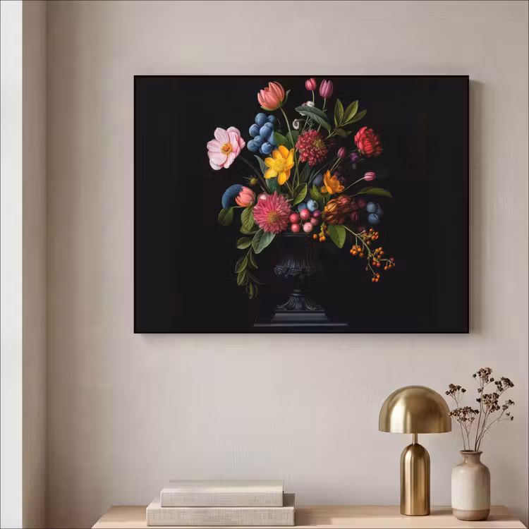 Bloemen - Vrolijk - Vaas Textielframe - compleet frame klein -sfeer2