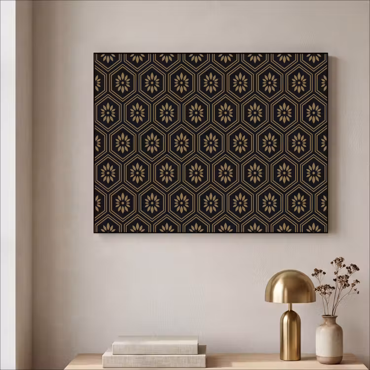 Bloemen - Goud - Hexagon Textielframe - compleet frame klein 947 -sfeer2