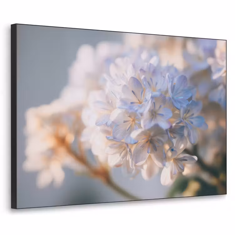 Bloemen - Lichtblauw - Wazig - Trosje Textielframe - compleet frame klein -3d