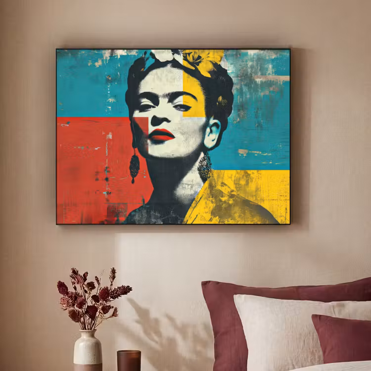 Bloemen - Felle kleuren - Grafisch - Modern Textielframe - compleet frame klein -sfeer1