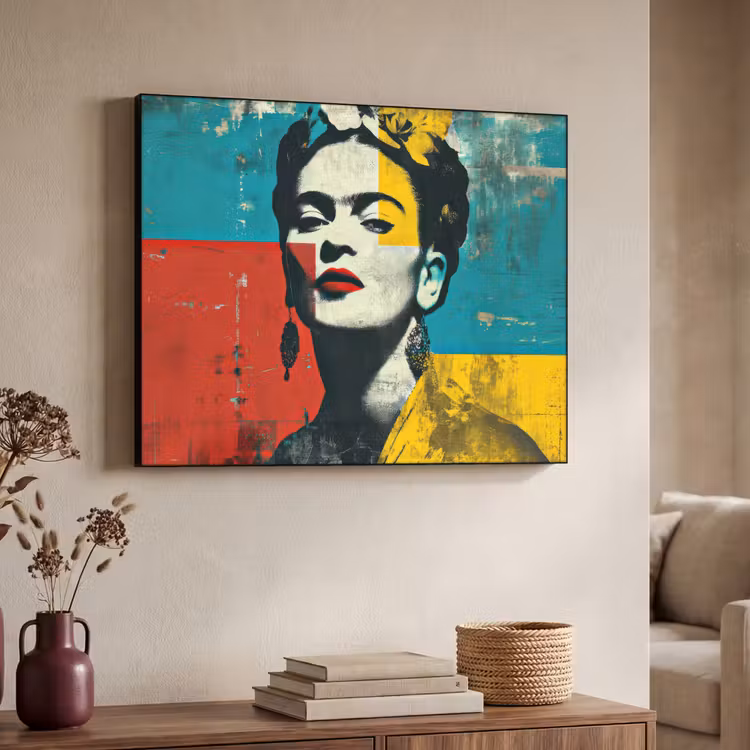 Bloemen - Felle kleuren - Grafisch - Modern Textielframe - compleet frame klein -sfeer3