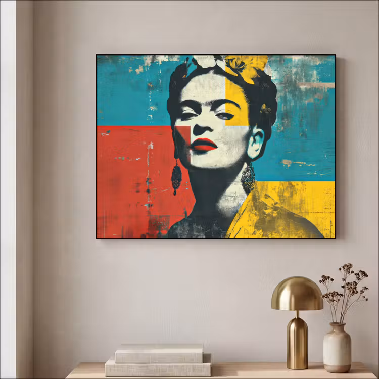 Bloemen - Felle kleuren - Grafisch - Modern Textielframe - compleet frame klein -sfeer2