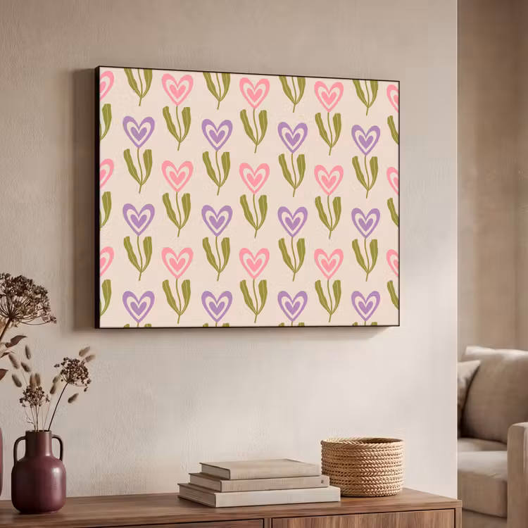 Bloemen - Hartjes - Patroon Textielframe zwart klein 947 -sfeer3