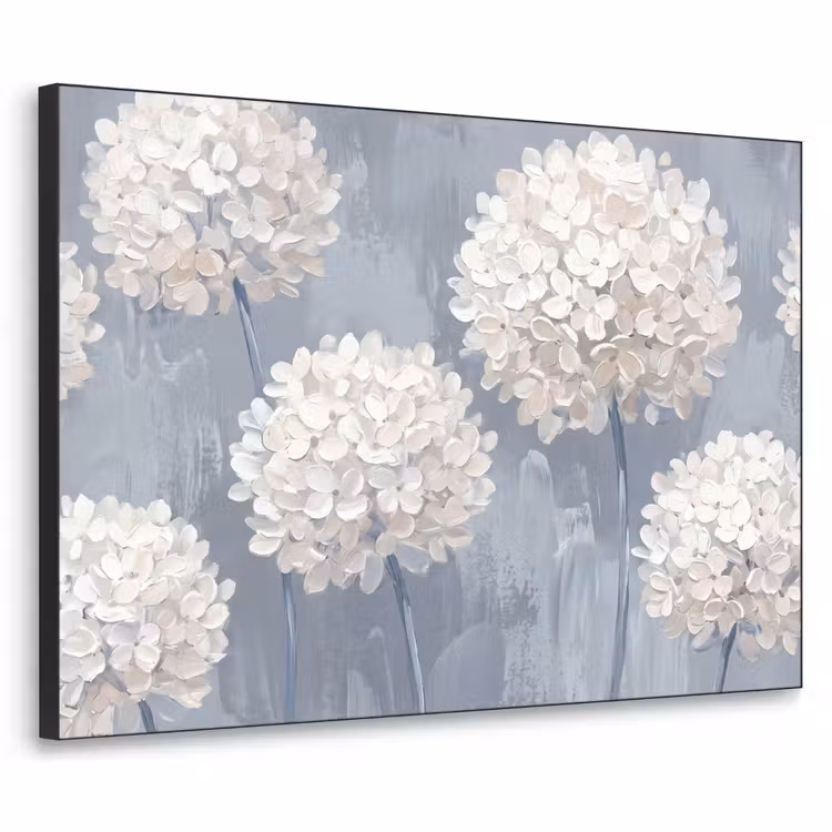 Bloemen - Illustratie - Blauw Textielframe zwart klein -3d