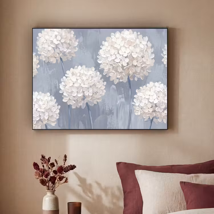 Bloemen - Illustratie - Blauw Textielframe zwart klein -sfeer1