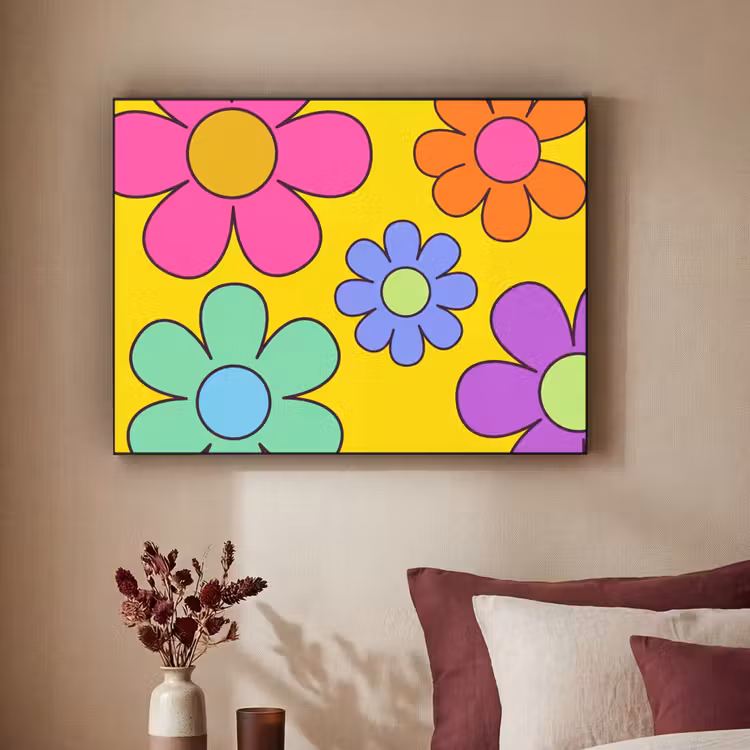Art Frame - Blumen - Illustration - Farbenfroh - Bloemen - Illustratie - Kleurrijk Textielframe zwart klein