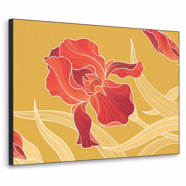 Art Frame - Blumen – Illustration – Rot - Bloemen - Illustratie - Rood Textielframe zwart klein