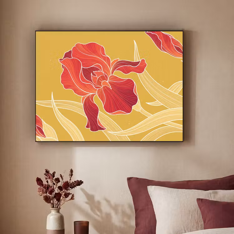 Art Frame - Blumen – Illustration – Rot - Bloemen - Illustratie - Rood Textielframe zwart klein