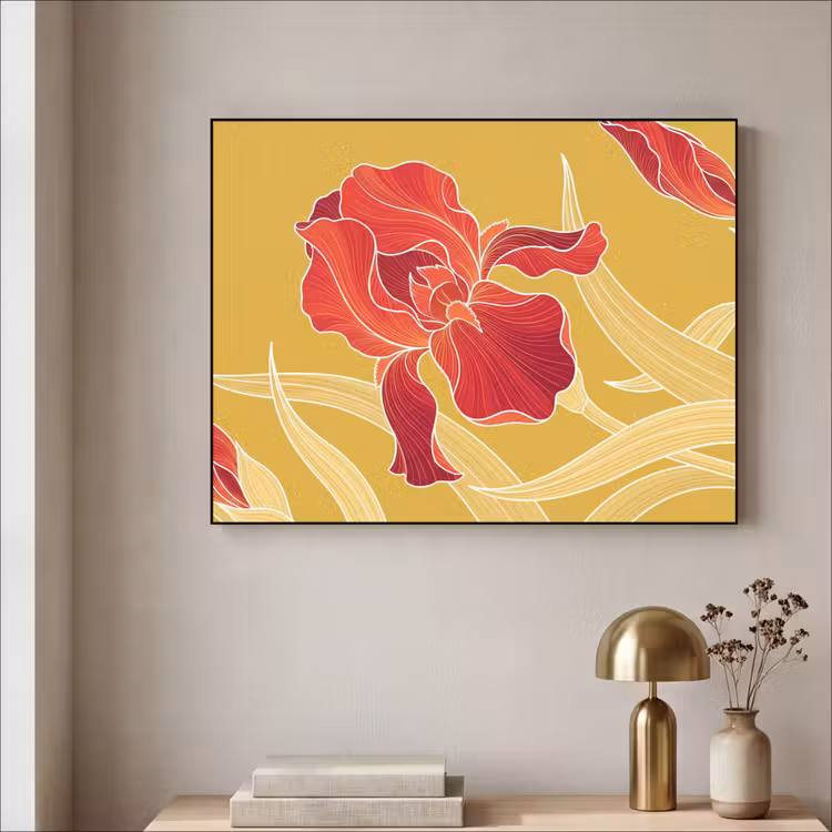 Art Frame - Blumen – Illustration – Rot - Bloemen - Illustratie - Rood Textielframe zwart klein