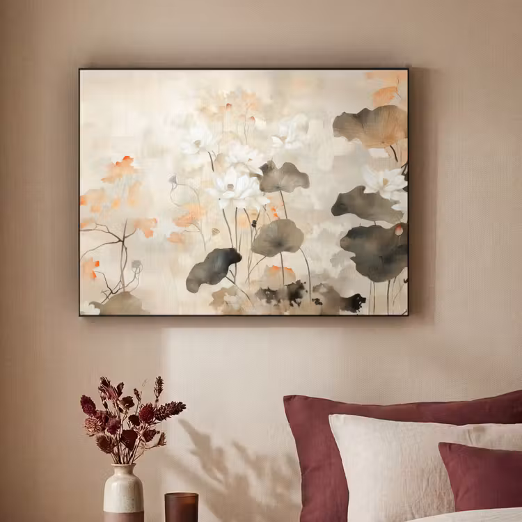 Bloemen - Japandi - Wabi sabi Textielframe - compleet frame klein -sfeer1