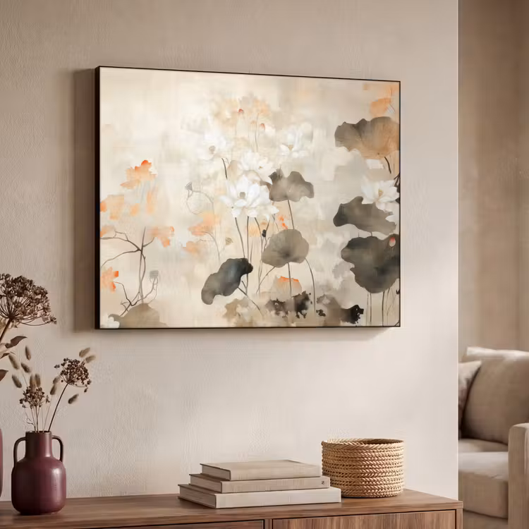 Bloemen - Japandi - Wabi sabi Textielframe - compleet frame klein -sfeer3