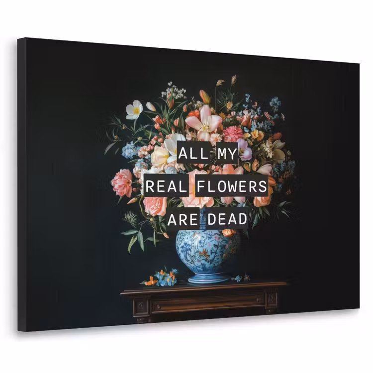Bloemen - Art - Pastel - Quotes Textielframe - compleet frame klein -3d