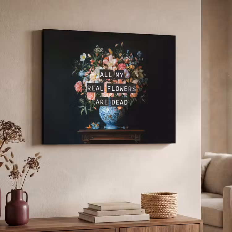 Bloemen - Art - Pastel - Quotes Textielframe - compleet frame klein -sfeer3