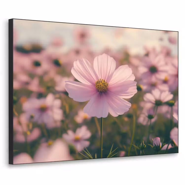 Bloemen - Paars - Wazig Textielframe - compleet frame klein -3d