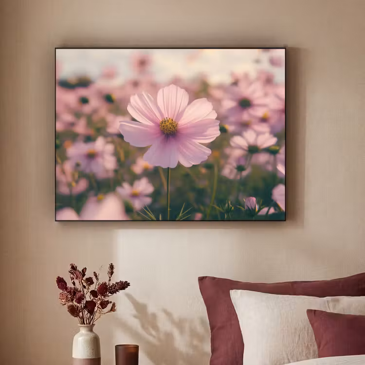 Bloemen - Paars - Wazig Textielframe zwart klein -sfeer1