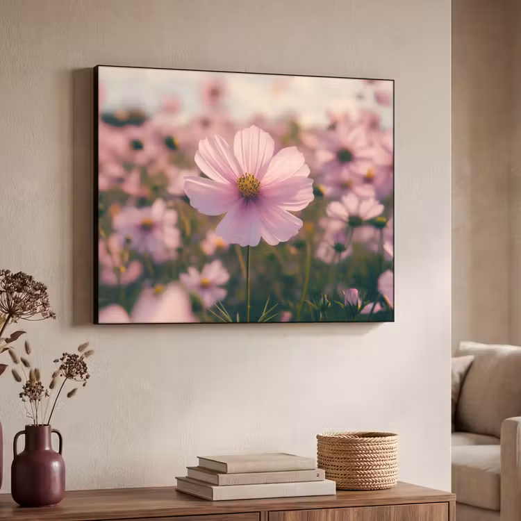 Bloemen - Paars - Wazig Textielframe zwart klein -sfeer3