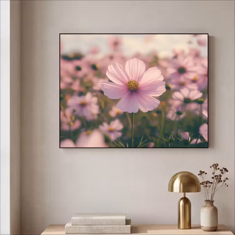 Bloemen - Paars - Wazig Textielframe - compleet frame klein -sfeer2