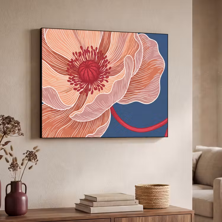 Art Frame - Blumen – Modern – Abstrakt - Bloemen - Modern - Abstract Textielframe zwart klein