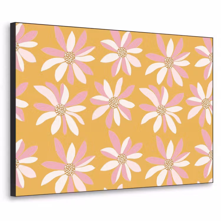Bloemen - Modern - Geel Textielframe zwart klein 947 -3d